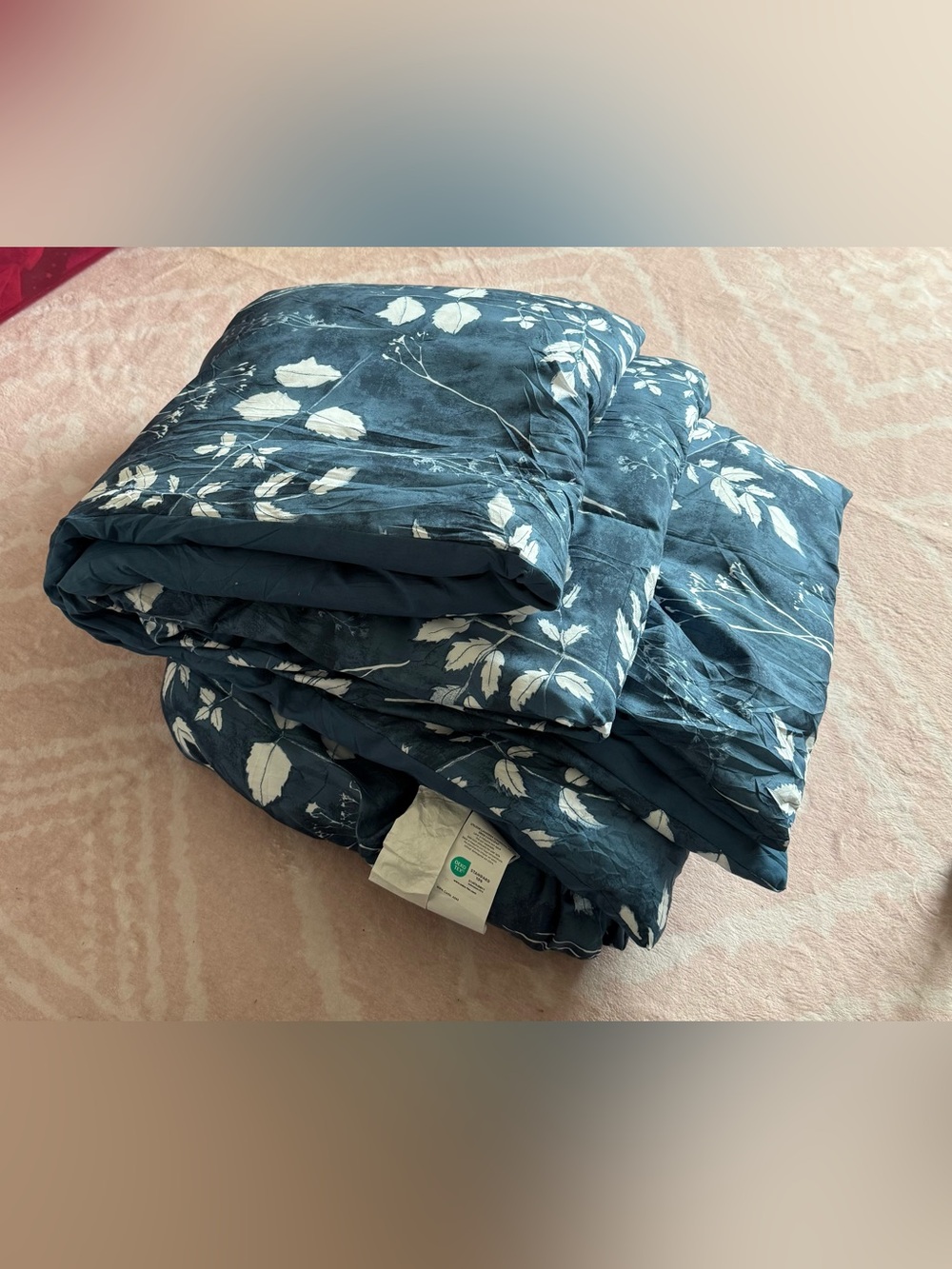 Navy & White Botanical QUEEN Bed Comforter